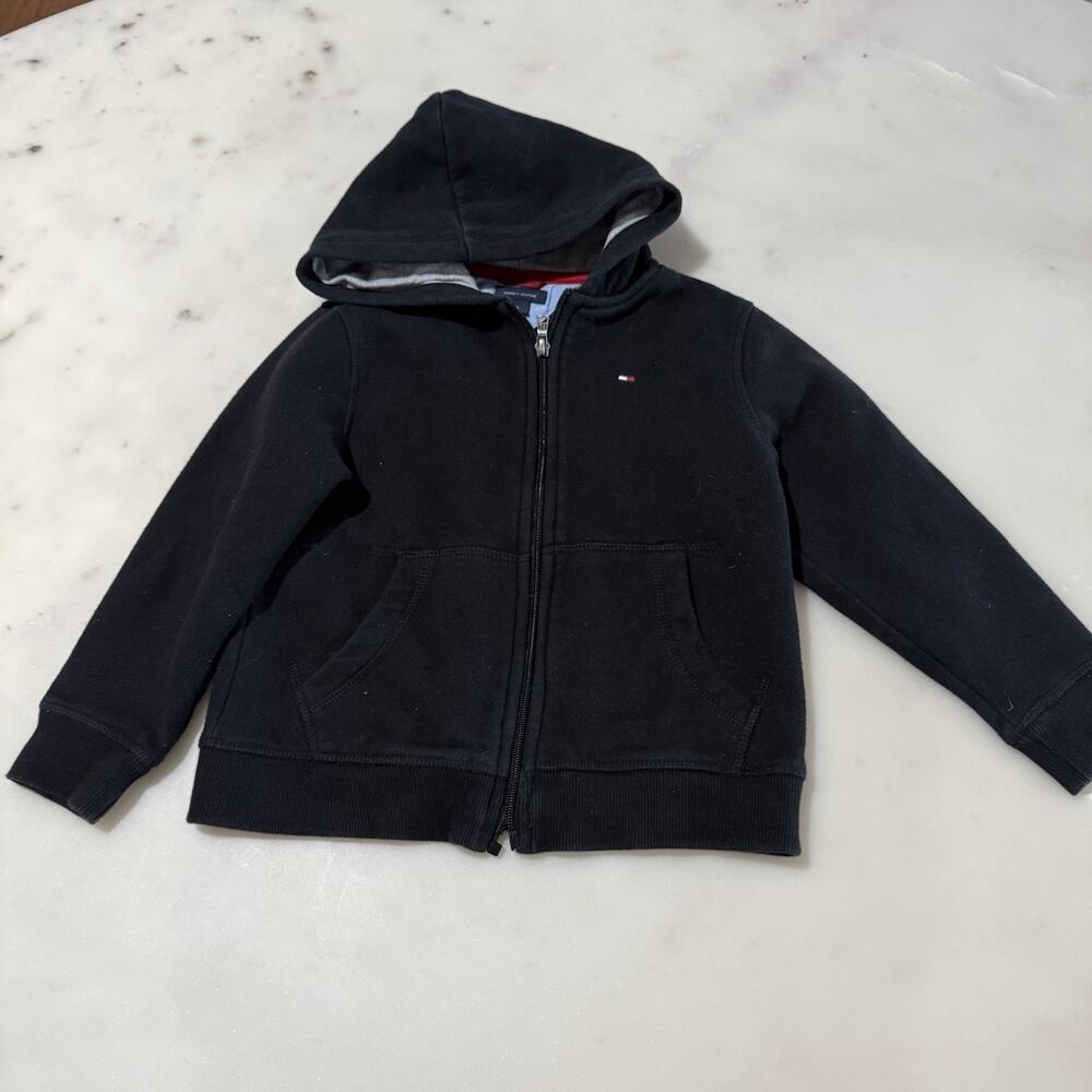 Tommy Hilfiger Boy’s 5 Signature Fleece Zip-Up Sherpa Hoodie Jacket Black